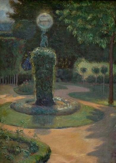 Johannes Martini Park mit Skulptur und Lampe oil painting picture